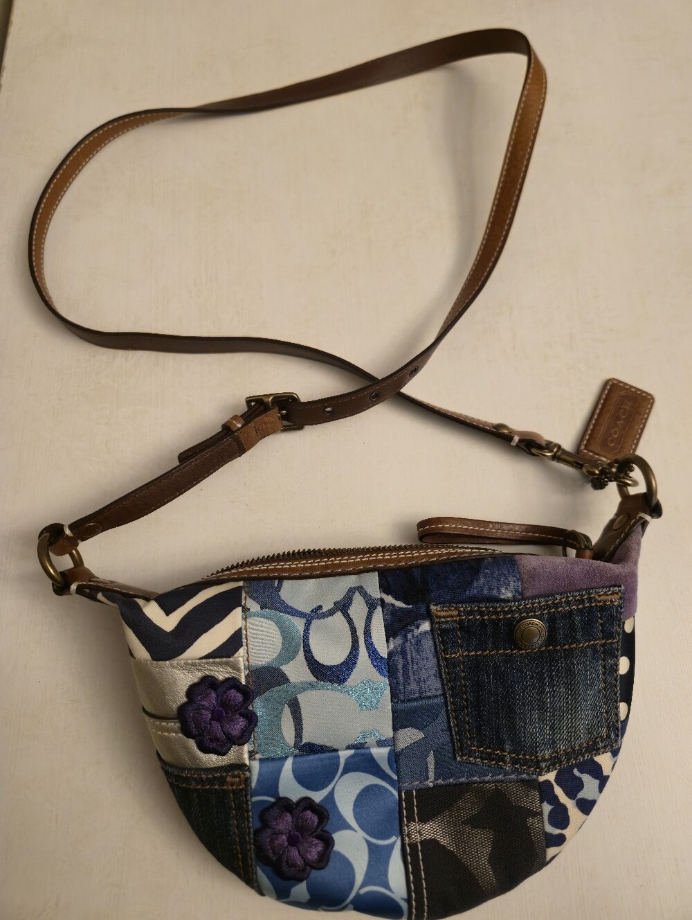Coach Denim Patchwork Crossbody Bag